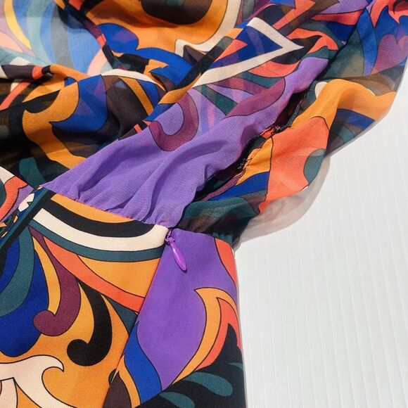 Zara Pucci Mini Dress Neck Tie Multi Color Printed Size S NWOT - Picture 9 of 16